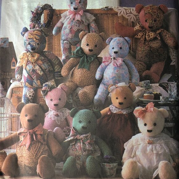 Simplicity Crafts 8418 Stuffed Bears Overalls Elaine Heigl 18 20 22 Inch VTG - Picture 4 of 5